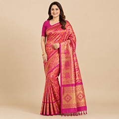Handcrafted Kancheepuram Silk Saree | Magenta