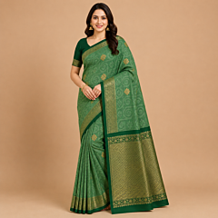 Handcrafted Kancheepuram Silk Saree | Meadow Green