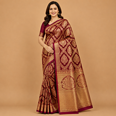 Handcrafted Kancheepuram Silk Saree | Crimson Red