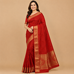 Handcrafted Kancheepuram Silk Saree | Red