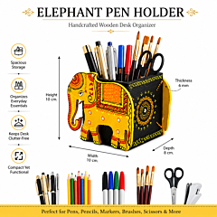 DECOREER Handmade Handicraft Home Decor Multiutility Stationary Wooden Pen Holder Desk Organizer
