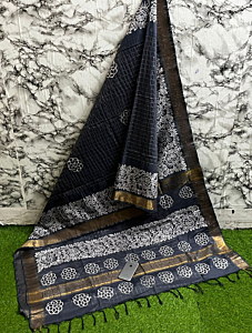 Aarvi Grace – Kota Staple Mangalagiri Saree with Discharge Print & Matching Blouse | Lightweight Handloom Elegance