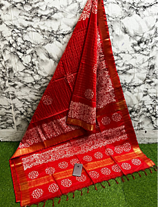 Aarvi Grace – Kota Staple Mangalagiri Saree with Discharge Print & Matching Blouse | Lightweight Handloom Elegance