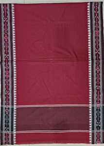  Sambalpuri Cotton Meroon Colour Body Cofee Colour Bandha Boarder Singal Ikat Dupatta From Odisha
