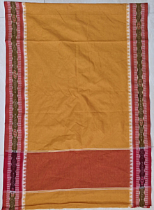  Sambalpuri Cotton Yellow Colour Body Red Colour Bandha Boarder Singal Ikat Dupatta From Odisha