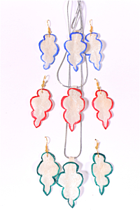  handmade fish scale earring set  set of 3  Multicolour