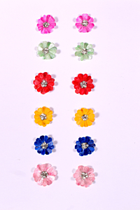 Handmade Fish Scale Earrings Studs | Set of 6 | Multicolour