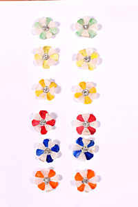 Handmade Fish Scale Earrings Studs | Set of 6 | Multicolour