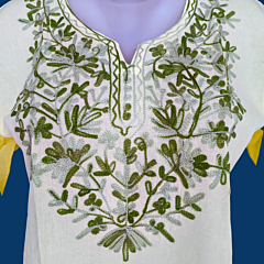 Women Embroidered Pure Cotton light yellow short  Kurti