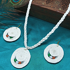 Handcrafted White Jute Necklace Set
