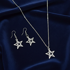 Handcrafted Silver Celestial-Inspired Pendant Necklace Set