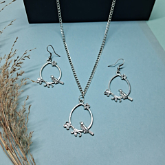 Handcrafted Silver Nature-Inspired Pendant Set