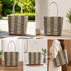 Handwoven Jute Tote Bag | Beige