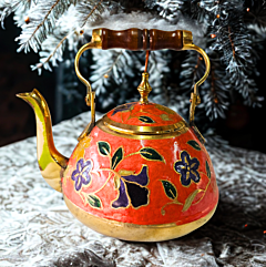 Handpainted Brass Kettle