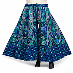 Handprinted Elephant Motif Flared Palazzo| Indigo Blue