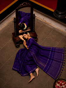 Royal Purple Handloom Pure Kanchipuram Silk Saree