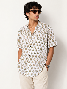Hand-Block Printed Paisley Shirt for Men| Size 38