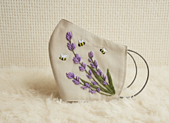 Elegant White Floral Embroidered Face Mask