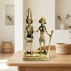 Dhokra Tribal Warrior Couple Statue