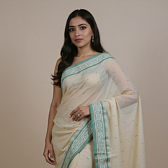 Exclusive Bengal Handloom Saree | Cream