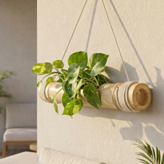 Bamboo Hanging Planter With Disposable Gloves