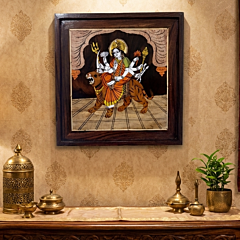 Maa Sherawali Mysore Rosewood Inlay Painting