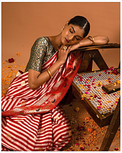 Maya Multicolor Banarasi Silk Saree with Meenakari Border 