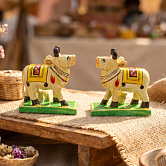 Handcrafted Wooden Cow Toy | Set of 2