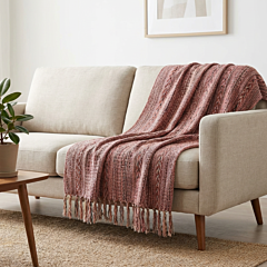 Handwoven Pink Sofa Throw | 52x64 Inches