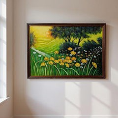 Yellow Flower Acrylic Painting on Canvas