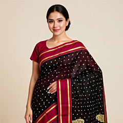 Molkalmuru Silk Saree - Uni - Black - 005