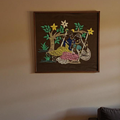 EMBROIDERED WALL HANGING RADHA KRISHNA PAINTING
