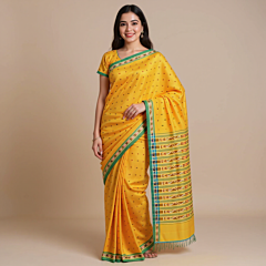 Soft Cotton Yellow-Green Pittala Saree