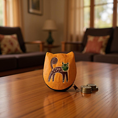 Genuine leather Small Coin Purse | Cat Design