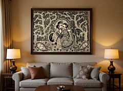 Radha Krishna Handmade Madhubani painting  without frame Black and White 