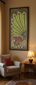 Madhubani Peacock Wall Art Painting