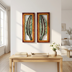 HANDMADE WOODEN WALL ART DECOR- SET OF 2 LEAF 