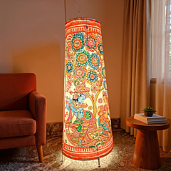 Round Radha Krishna floor lamp shade 