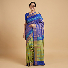 Handloom Viscose Rayon Silk Saree with Jacquard Pallu|Yellow