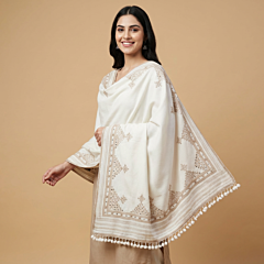 Handcrafted Marino Wool Shawl|White 