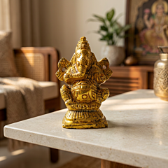 Handcrafted Lord Ganesha Brass Idol | Gold Plated