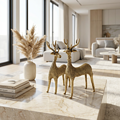 Handcrafted Brass Deer Figurine | Pair of 2