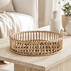 Handcrafted Rattan Round Tray