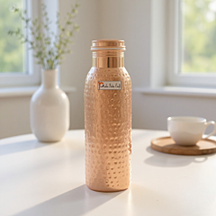 Pure Copper Water Bottle | Hammered Design | 900 ML