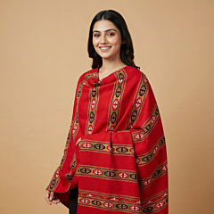 Handwoven Akhrot Design Shawl |Red 