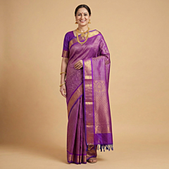 Handloom Kanchi Silk Saree|Purple