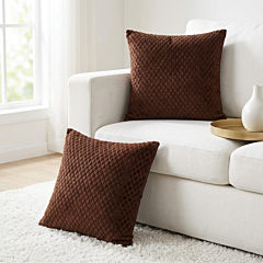 Faux Fur Cushion Covers | Pack of 2 | Brown | 16x16 Inch 