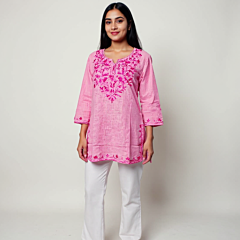 Women Embroidered Pure Cotton Multicolor Short Kurta  