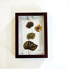 Foliage and butterfly - Home decor artwork made from dry leaves and flowers