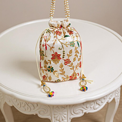 FHS Trending Potli Bag Zari & Embroidery  Work - Multicolour